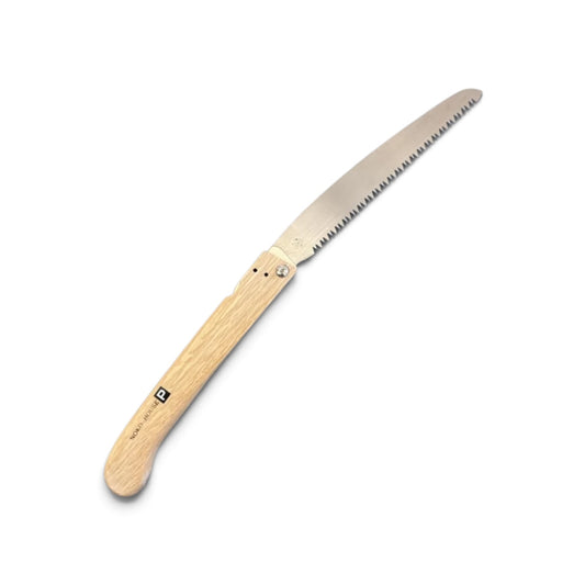 Hishika Noko-House 180mm Hand-Forged Oak Handle Folding Pruning Saw [Traditional Master Blacksmithing / Hand-Tempered High-Carbon Steel / Thin Blade Back-Tapered / Resharpenable / Made in Miki, Japan]