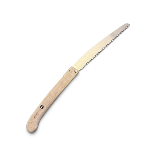 Hishika Flagship 210mm Hand-Forged Oak Handle Folding Pruning Saw [Traditional Master Blacksmithing / Maximum-Hardness Hand-Tempered Steel / Thin Blade Back-Tapered / Resharpenable / Made in Miki, Japan]