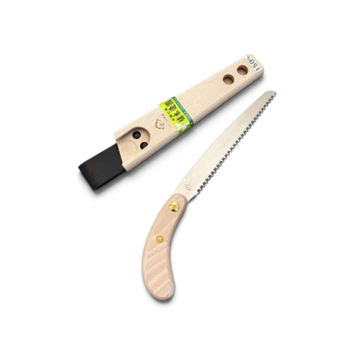 Hishika 150mm Hand-Forged Japanese Beechwood Handle and Sheath Mini Pruning Saw [Traditional Master Blacksmithing / Hand-Tempered High-Carbon Steel / Thin Blade Back-Tapered / Resharpenable / Made in Miki, Japan]