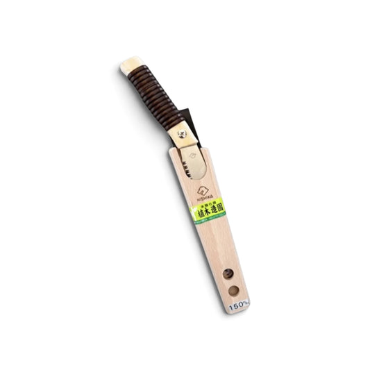 Hishika 150mm Hand-Forged Japanese Beechwood Handle and Sheath Mini Pruning Saw [Rattan-Wrapped Straight Handle / Hand-Tempered High-Carbon Steel / Thin Blade Back-Tapered / Resharpenable / Made in Miki, Japan]