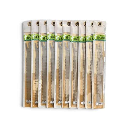 Hishika 150mm Hand-Forged Replacement Mini Pruning Saw Blade [10-Pack Value Set] [Hand-Tempered High-Carbon Steel / Thin Blade Back-Tapered / Resharpenable / Made in Miki, Japan]