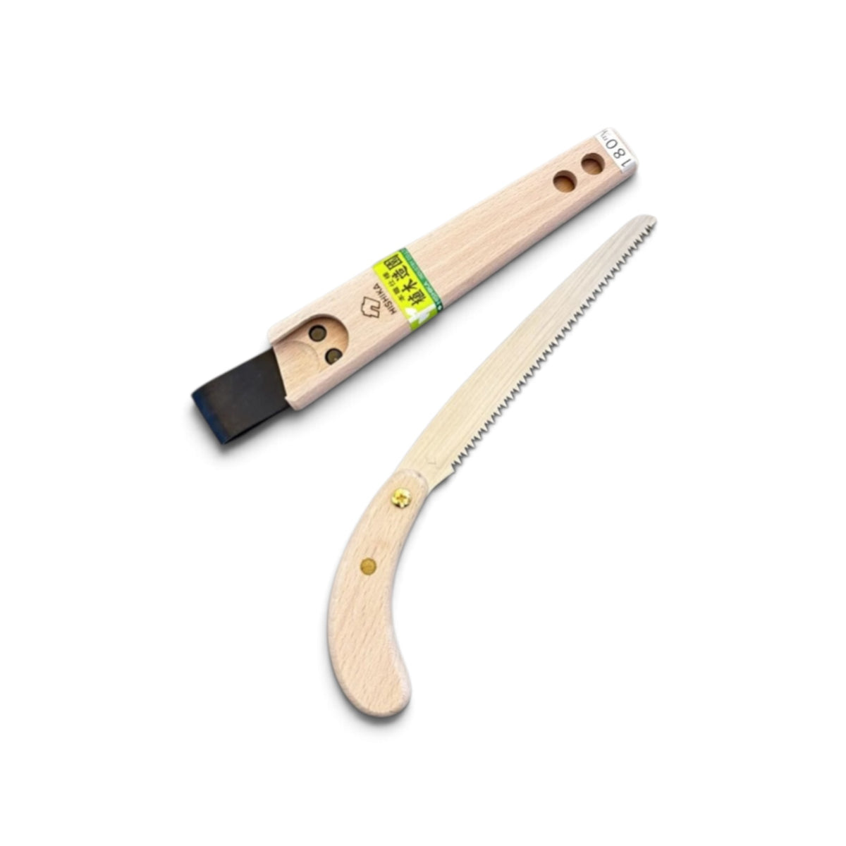 Hishika 180mm Hand-Forged Japanese Beechwood Handle and Sheath Mini Pruning Saw [Traditional Master Blacksmithing / Hand-Tempered High-Carbon Steel / Thin Blade Back-Tapered / Resharpenable / Made in Miki, Japan]