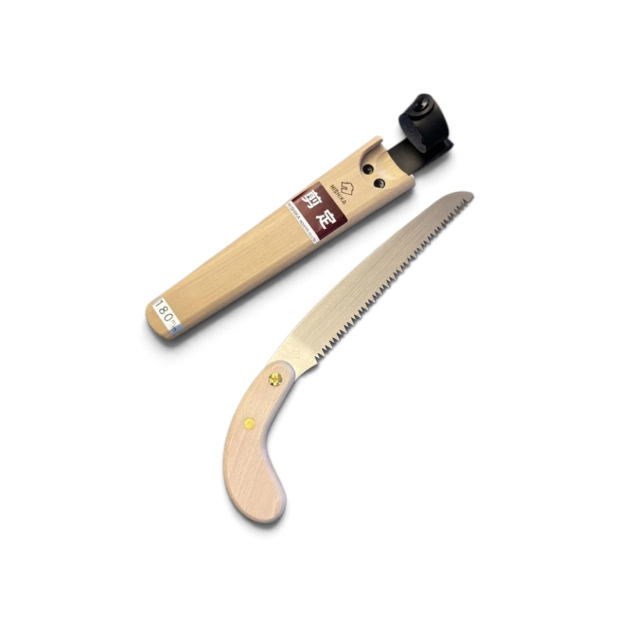 Hishika 180mm Hand-Forged Japanese Beechwood Handle and Sheath Professional Pruning Saw [Hand-Tempered High-Carbon Steel / Thin Blade Back-Tapered / Resharpenable / Made in Miki, Japan]
