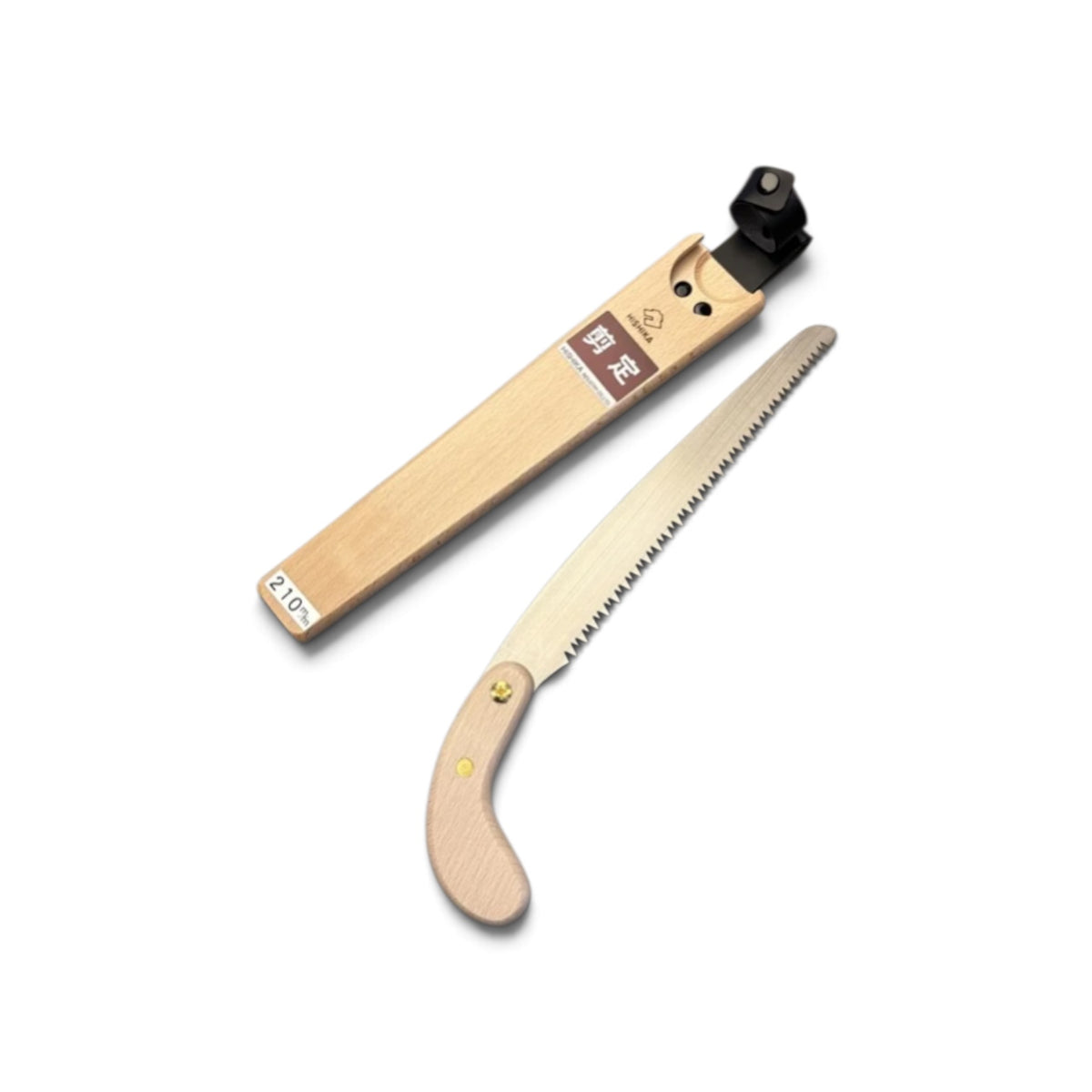 Hishika 210mm Hand-Forged Japanese Beechwood Handle and Sheath Professional Pruning Saw [Hand-Tempered High-Carbon Steel / Thin Blade Back-Tapered / Resharpenable / Made in Miki, Japan]