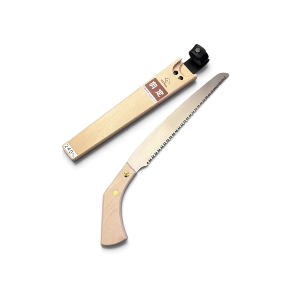 Hishika 240mm Hand-Forged Japanese Beechwood Handle and Sheath Professional Pruning Saw [Hand-Tempered High-Carbon Steel / Thin Blade Back-Tapered / Resharpenable / Made in Miki, Japan]