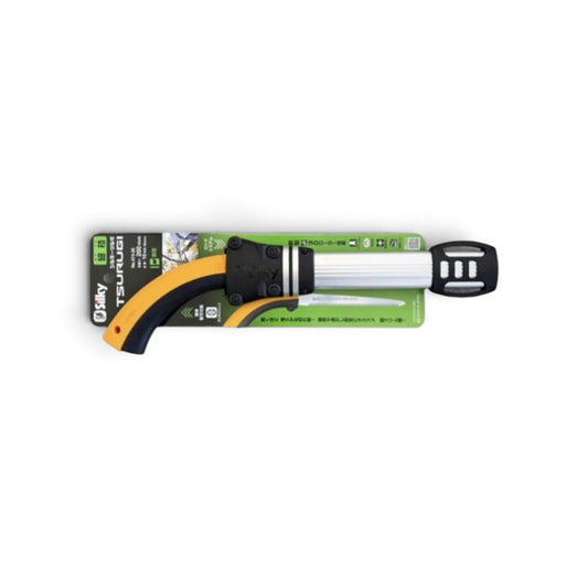 Silky Tsurugi 200mm Straight Sheathed Saw Fine/Thin Branch Teeth No.474-20 [Total Length & Blade: 380mm / 200mm / High-Carbon SK95 Steel / 1.8mm Heavy-Duty Slim Blade / Tool-Less Genki Grip / Aluminum Sheath Included]