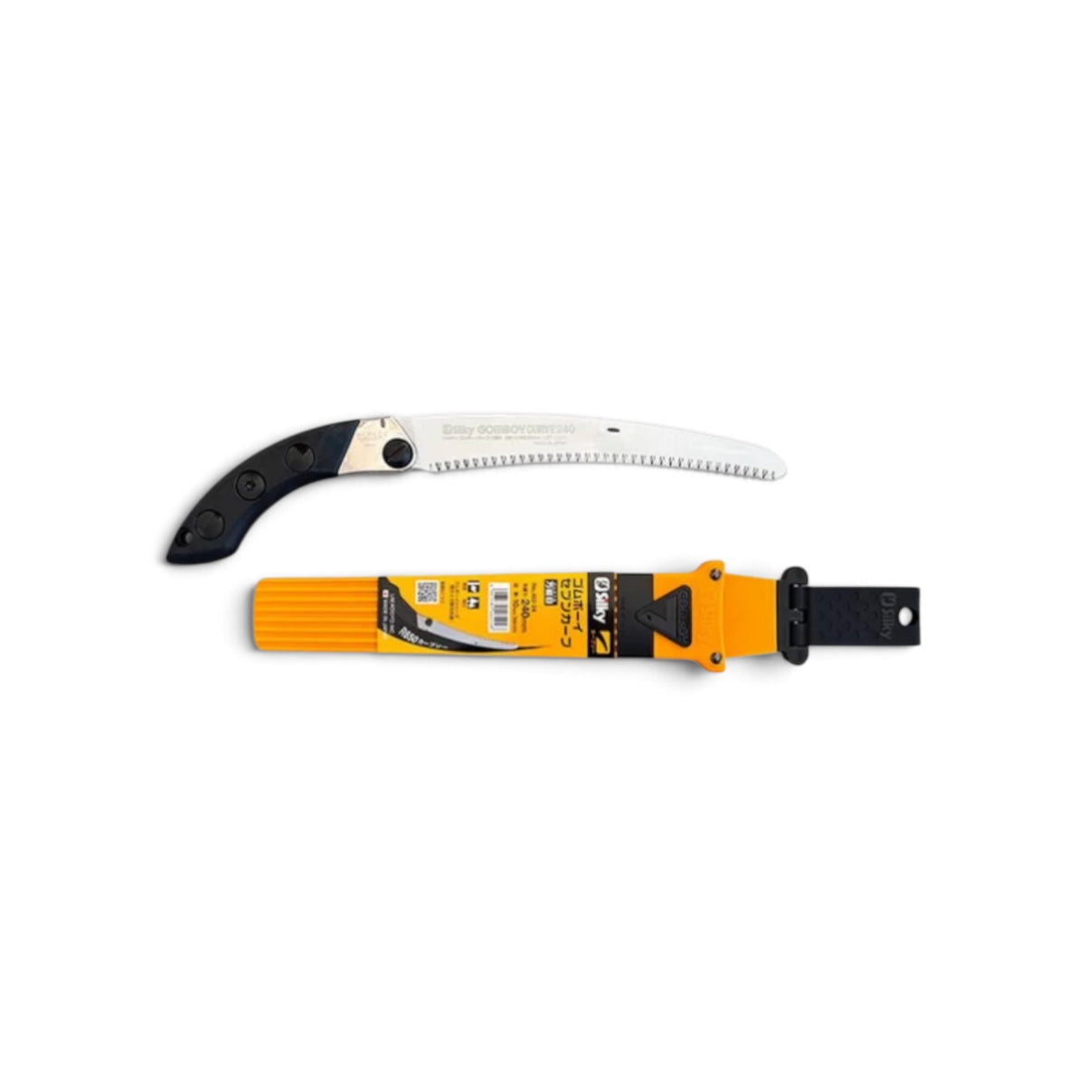 Silky Gomboy 7 Curve 240mm Sheathed Saw Medium Teeth No.462-24 [Total Length & Blade: 400mm / 240mm / High-Carbon SK95 Steel / Gentle Curved Blade / Sheath Included / Yellow Accents]