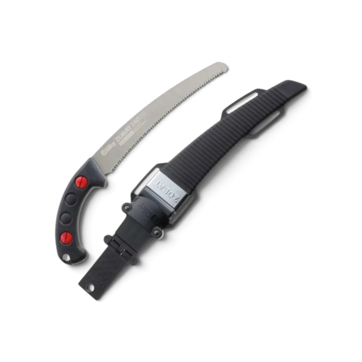 Silky Zubat 240mm Curved Sheathed Saw Large Teeth No.270-24 [Total Length & Blade: 375mm / 240mm / High-Carbon SK95 Steel / R650 Gentle Curved Blade / 3D Roller Sheath / Red Accents]