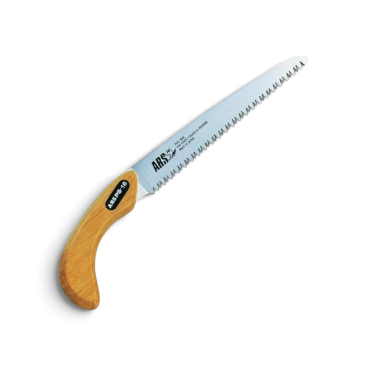 ARS Pistol Grip Pruning Saw 18 Coarse PS-18L with Wooden Sheath [Total Length & Blade: 300mm / 180mm / Saw Weight: 90g (Total: 160g) / High-Carbon Tool Steel / Hard Chrome Plated / Non-Set Teeth / Natural Wooden Grip & Sheath]