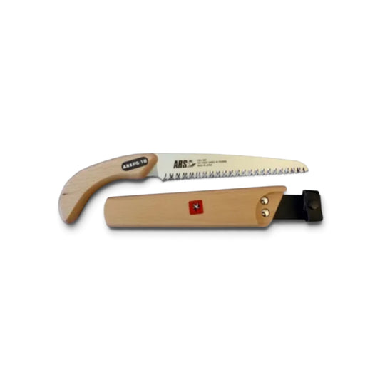 ARS Pistol Grip Pruning Saw 18 Coarse PS-18L with Wooden Sheath [Total Length & Blade: 300mm / 180mm / Saw Weight: 90g (Total: 160g) / High-Carbon Tool Steel / Hard Chrome Plated / Non-Set Teeth / Natural Wooden Grip & Sheath]