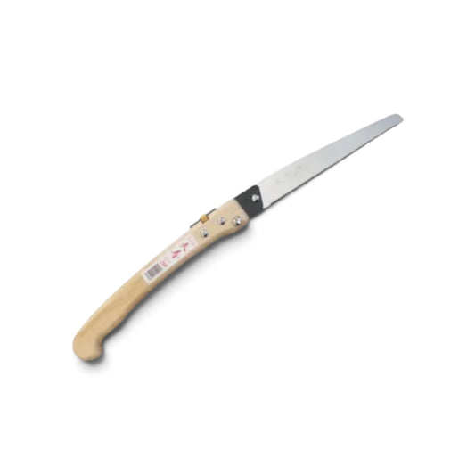 Tenju Deluxe Folding Pruning Saw 210mm with Wooden Handle [Total Length & Blade: Extended ~465mm (Folded: ~245mm) / 210mm / 0.6mm Ultra-Thin Blade / Japanese High-Carbon Tool Steel / Natural Wooden Handle]