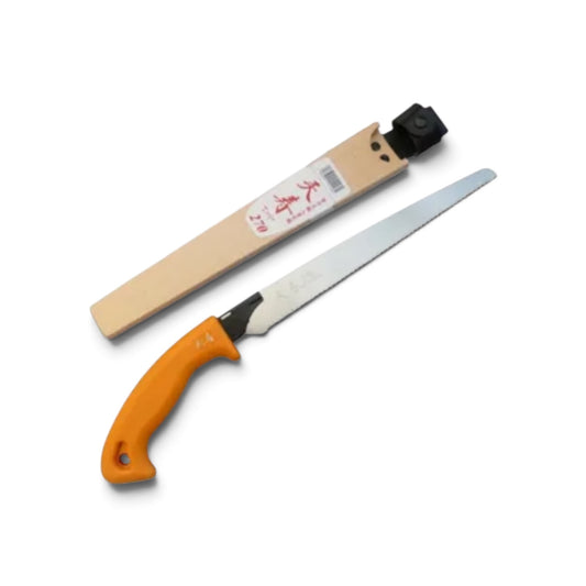 Tenju Sheathed Pruning Saw 270mm with Resin Scabbard [Blade Length: 270mm / 0.6mm Ultra-Thin Blade / Japanese High-Carbon Tool Steel / Ergonomic Elastomer Grip / Lightweight Resin Sheath]