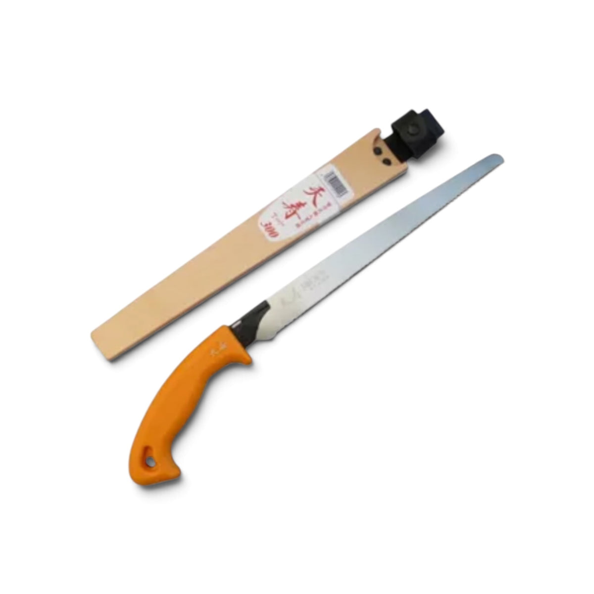 Tenju Sheathed Pruning Saw 300mm with Resin Scabbard [Blade Length: 300mm / 0.6mm Ultra-Thin Blade / Japanese High-Carbon Tool Steel / Ergonomic Elastomer Grip / Lightweight Resin Sheath]