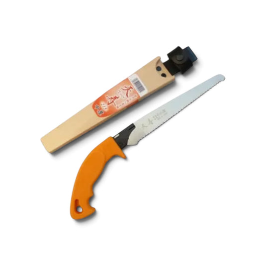 Tenju Medium-Thick Blade Sheathed Pruning Saw 210mm with Resin Scabbard [Blade Length: 210mm / 0.7mm Medium-Thick Blade / Kerf: 0.90mm / Japanese High-Carbon Tool Steel / Ergonomic Elastomer Grip / Lightweight Resin Sheath]