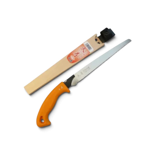 Tenju Medium-Thick Blade Sheathed Pruning Saw 270mm with Resin Scabbard [Blade Length: 270mm / 0.7mm Medium-Thick Blade / Kerf: 0.90mm / Japanese High-Carbon Tool Steel / Ergonomic Elastomer Grip / Lightweight Resin Sheath]