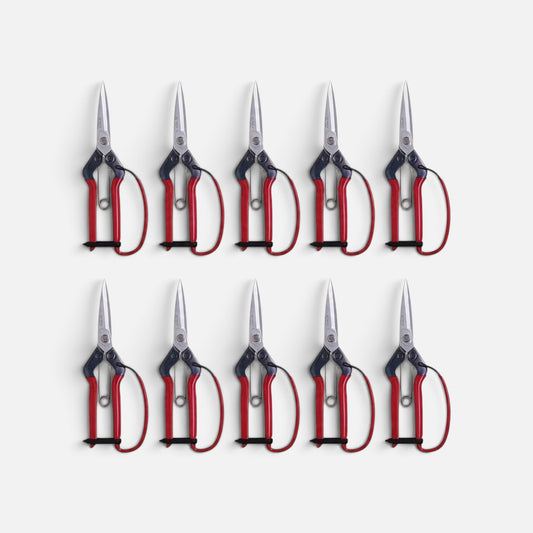 Chikamasa T-710GDX Guarded Orchard pruning, Pine Needle & Bud Shear 10 set 220mm/63mm Weight: 145g | Hard-Chrome Plated Carbon Steel [Sakai Chikamasa Heritage / Protective Finger Guard / Rust & Sap Resistant Hard-Chrome Coating / Extended Reach 63mm Blade